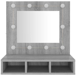 vidaXL 3 Shelf LED Sonoma Grey Mirror Cabinet - Size: 62 x 60 x 31.5cm - Wilko - thumbnail 5