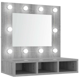 vidaXL 3 Shelf LED Sonoma Grey Mirror Cabinet - Size: 62 x 60 x 31.5cm - Wilko - thumbnail 3