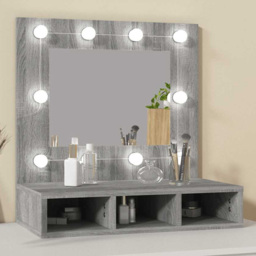vidaXL 3 Shelf LED Sonoma Grey Mirror Cabinet - Size: 62 x 60 x 31.5cm - Wilko