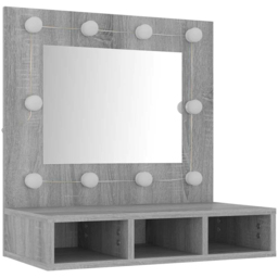vidaXL 3 Shelf LED Sonoma Grey Mirror Cabinet - Size: 62 x 60 x 31.5cm - Wilko - thumbnail 4