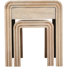Brooklyn Hudson Single Drawer Carved Mango Wood Nest of Tables Set of 2 - Brown - Wilko - thumbnail 4