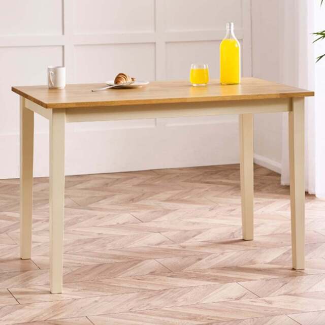 Furniturebox Salisbury 4 Seater Wooden Small Dining Table Oak and Cream - Brown - Wilko - image 1