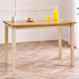 Furniturebox Salisbury 4 Seater Wooden Small Dining Table Oak and Cream - Brown - Wilko