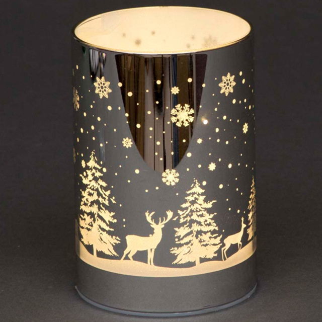 Shatchi Forest Scene Silver Christmas Decorated Vase Lamp 13cm - Size: 13 x 10 x 9cm - Wilko - image 1