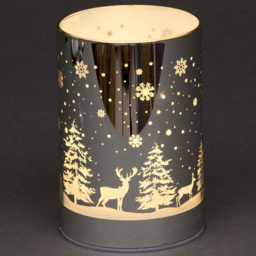 Shatchi Forest Scene Silver Christmas Decorated Vase Lamp 13cm - Size: 13 x 10 x 9cm - Wilko - thumbnail 1