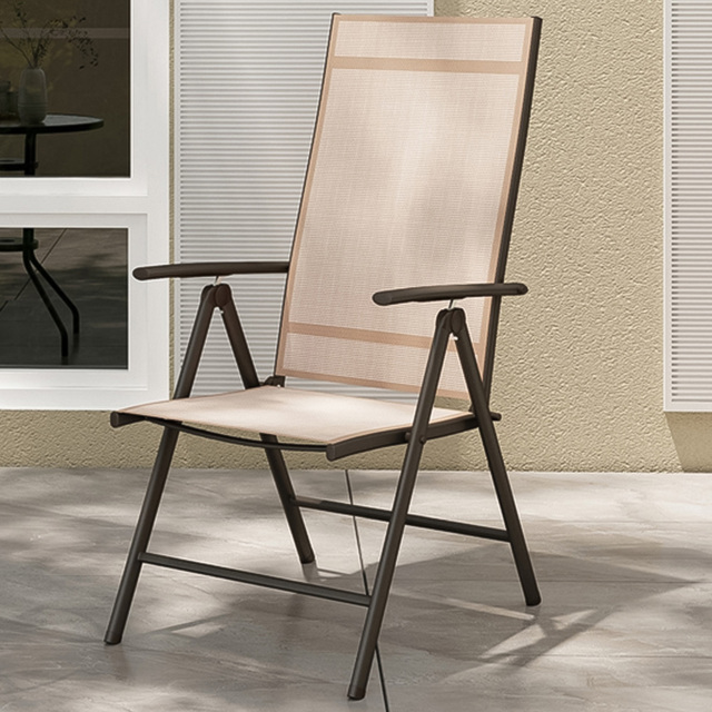 Costway Brown Folding Outdoor Sling Dining Chairs with Adjustable Backrest - Size: 100 x 58 x 15cm - Wilko - image 1