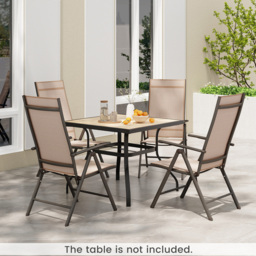 Costway Brown Folding Outdoor Sling Dining Chairs with Adjustable Backrest - Size: 100 x 58 x 15cm - Wilko - thumbnail 7