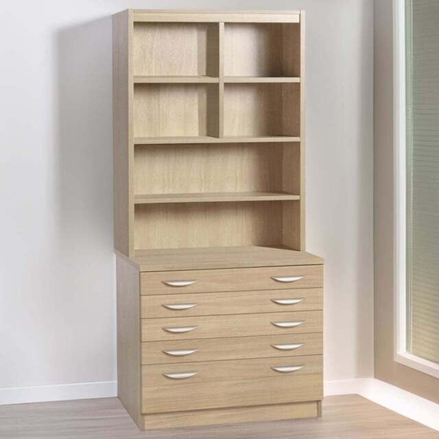 R White Cabinets 5 Drawer 6 Shelf A2 Plan Brown Chest of Drawers with Hutch - Wilko - image 1