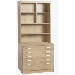 R White Cabinets 5 Drawer 6 Shelf A2 Plan Brown Chest of Drawers with Hutch - Wilko - thumbnail 3
