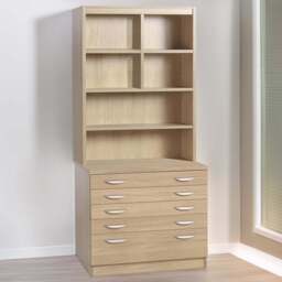R White Cabinets 5 Drawer 6 Shelf A2 Plan Brown Chest of Drawers with Hutch - Wilko - thumbnail 1