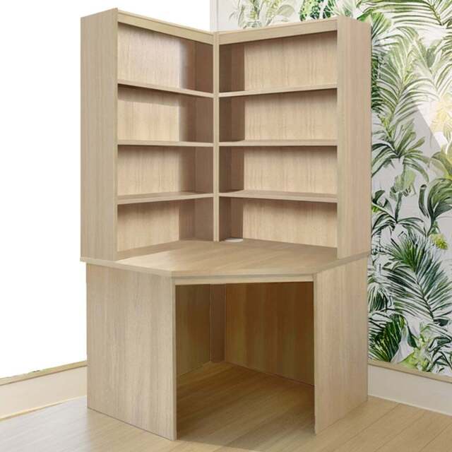 R White Cabinets Corner 8 Shelf Computer Desk with Hutch Set Brown - Size: 182.8 x 94 x 54cm - Wilko - image 1