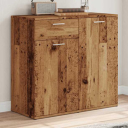vidaXL 2 Door Single Drawer Old Wood Sideboard - Size: 75 x 80 x 36cm - Brown - Wilko