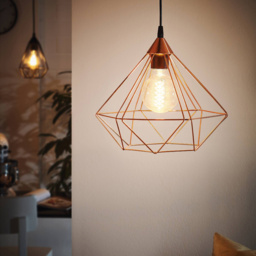 EGLO Tarbes Copper Geo Pendant Light - Size: 32.5 x 32.5 x 110.0cm - Wilko - thumbnail 3
