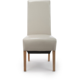Krista Set of 2 Ivory Bonded Leather Roll Back Dining Chair - Cream - Wilko - thumbnail 7