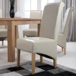 Krista Set of 2 Ivory Bonded Leather Roll Back Dining Chair - Cream - Wilko