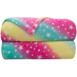 Velosso Multicolour Rainbow Throw 127 x 152cm - Size: 127 x 152 x 1cm - Pink - Wilko - thumbnail 1