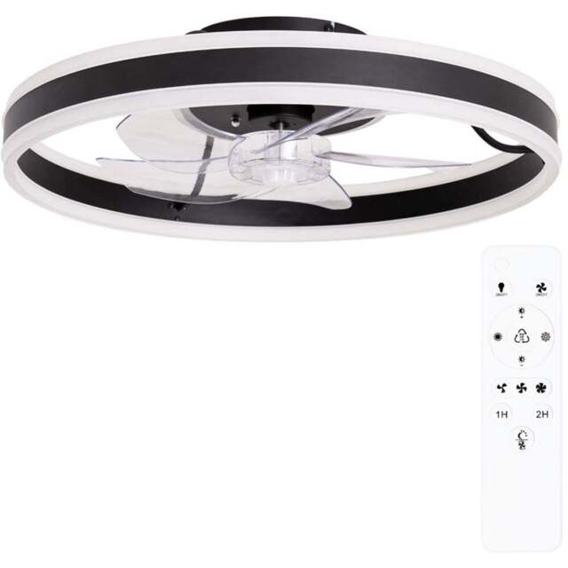 ValueLights Infinity Black Circle Integrated LED Ceiling Fan with Remote 20 inch - Size: 13.5 x 50 x 50cm - Wilko - image 1