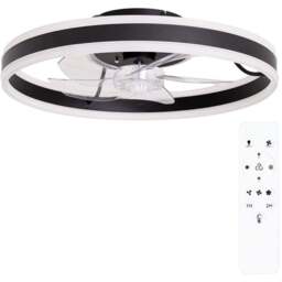 ValueLights Infinity Black Circle Integrated LED Ceiling Fan with Remote 20 inch - Size: 13.5 x 50 x 50cm - Wilko
