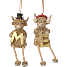 The Seasonal Gift Co. 4 Piece Highland Cow Home Christmas Decorations Set - Size: 19 x 4 x 4cm - Brown - Wilko - thumbnail 4