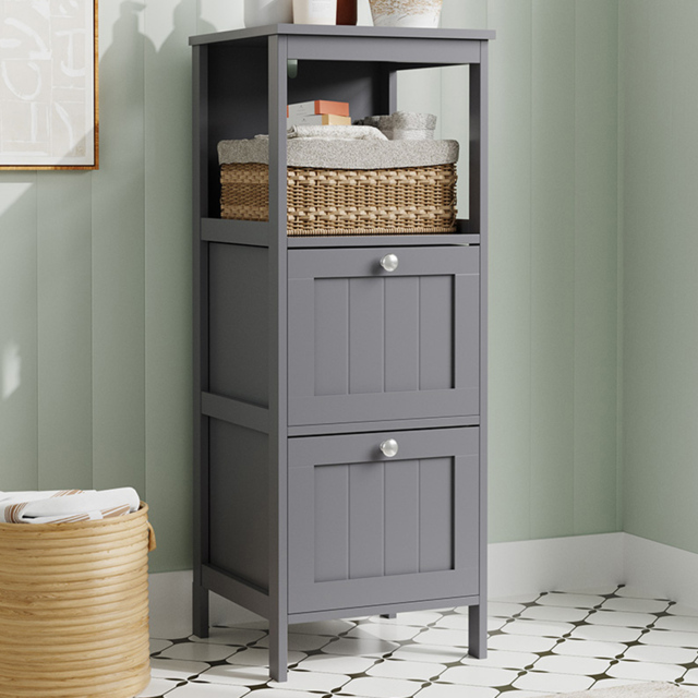 H&O Direct 2 Drawers Wooden Bathroom Cabinet - Size: 80 x 30 x 30cm - Grey - Wilko - image 1