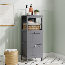 H&O Direct 2 Drawers Wooden Bathroom Cabinet - Size: 80 x 30 x 30cm - Grey - Wilko - thumbnail 6
