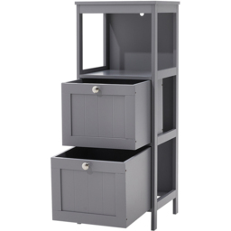 H&O Direct 2 Drawers Wooden Bathroom Cabinet - Size: 80 x 30 x 30cm - Grey - Wilko - thumbnail 5