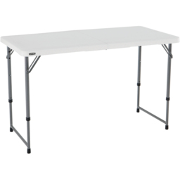Lifetime Products Height Adjustable Fold In Half Light Commercial Table - Size: 91.4 x 121.9 x 61cm - White - Wilko - thumbnail 3