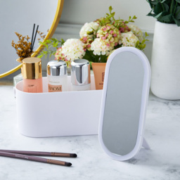 Living and Home White Portable Vanity Makeup Box with LED Mirror - Size: 23 x 12cm - Wilko - thumbnail 6
