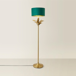 ValueLights Christina Green Velvet and Gold Palm Leaf Floor Lamp with Bulb - Size: 157.5 x 35 x 35cm - Wilko - thumbnail 6