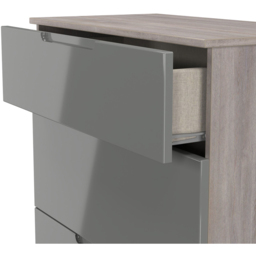 Crowndale Milan 3 Drawer Grey Gloss and Grey Oak Deep Chest of Drawers Ready Assembled - Grey Gloss & Grey Oak - Wilko - thumbnail 7