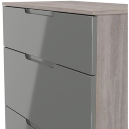 Crowndale Milan 3 Drawer Grey Gloss and Grey Oak Deep Chest of Drawers Ready Assembled - Grey Gloss & Grey Oak - Wilko - thumbnail 6