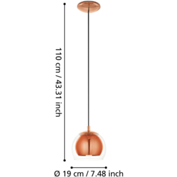EGLO Rocamar Copper Pendant - Size: 110 x 19 x 110cm - Brown - Wilko - thumbnail 5