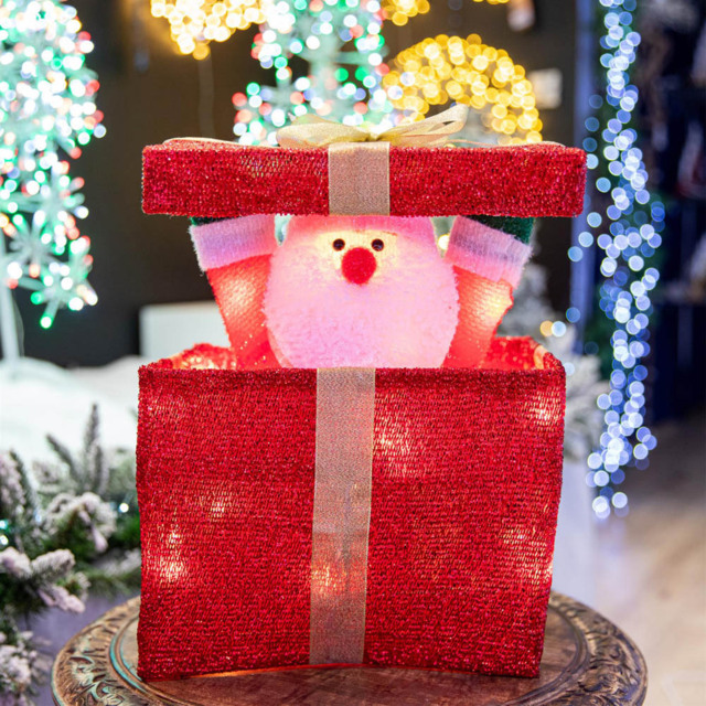 Shatchi LED Santa Pop Up Gift Box Christmas Decoration 32cm - Size: 32 x 28 x 3cm - Red - Wilko - image 1