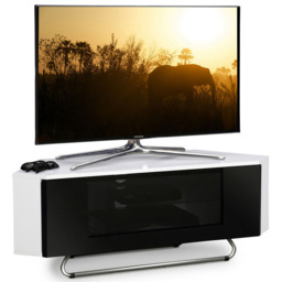 Centurion Supports Hampshire Single Door 4 Shelf Gloss White and Black TV Cabinet - Size: 41 x 111 x 40cm - Multi - Wilko - thumbnail 4