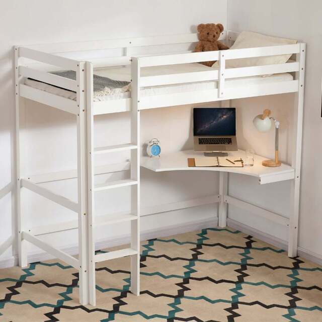 VIDA DESIGNS Sydney White High Sleeper with Desk - Size: Single - Wilko - image 1
