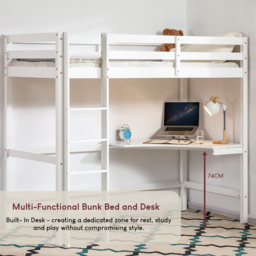 VIDA DESIGNS Sydney White High Sleeper with Desk - Size: Single - Wilko - thumbnail 7