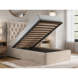Flair Milan Single Beige Velvet Lift-Up Ottoman Bed - Wilko - thumbnail 5