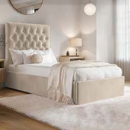 Flair Milan Single Beige Velvet Lift-Up Ottoman Bed - Wilko - thumbnail 1