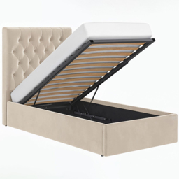 Flair Milan Single Beige Velvet Lift-Up Ottoman Bed - Wilko - thumbnail 4
