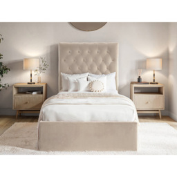 Flair Milan Single Beige Velvet Lift-Up Ottoman Bed - Wilko - thumbnail 6