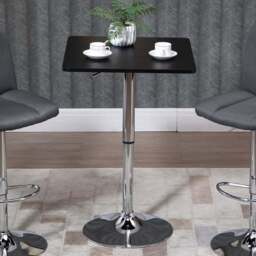 Portland 2 Seater Square Height Adjustable Swivel Bar Dining Table Black and Silver - Multi - Wilko - thumbnail 1