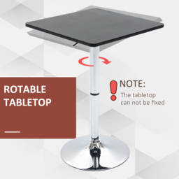 Portland 2 Seater Square Height Adjustable Swivel Bar Dining Table Black and Silver - Multi - Wilko - thumbnail 7