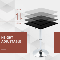Portland 2 Seater Square Height Adjustable Swivel Bar Dining Table Black and Silver - Multi - Wilko - thumbnail 6