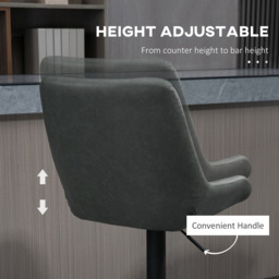 Portland Dark Grey Height Adjustable Bar Stool Set of 2 - Wilko - thumbnail 6