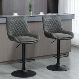 Portland Dark Grey Height Adjustable Bar Stool Set of 2 - Wilko - thumbnail 1