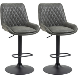 Portland Dark Grey Height Adjustable Bar Stool Set of 2 - Wilko - thumbnail 3