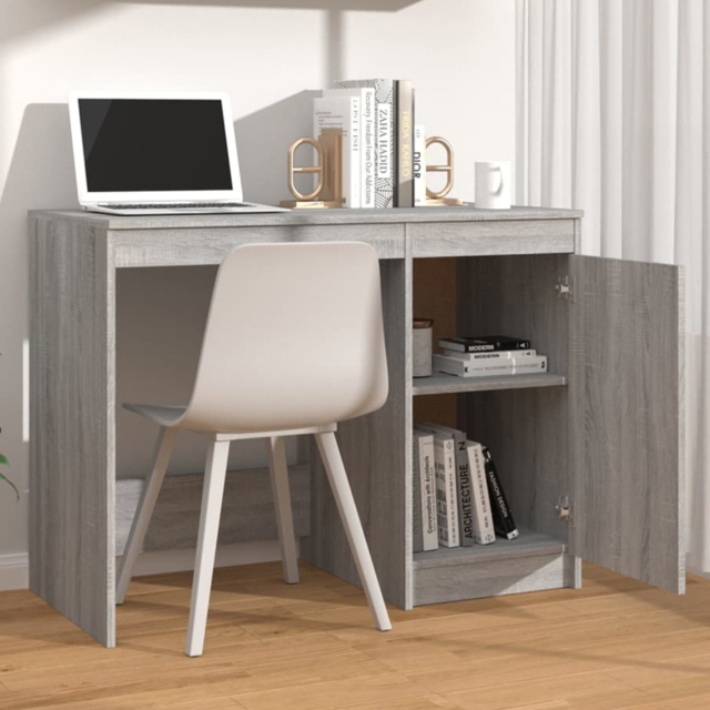 vidaXL Single Door Computer Desk Grey Sonoma - Size: 76 x 100 x 50cm - Wilko - image 1