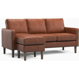 Bexhill 3 Seater Tan Faux Leather Reversible L Shaped Corner Sofa - Brown - Wilko - thumbnail 4