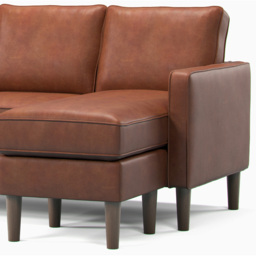 Bexhill 3 Seater Tan Faux Leather Reversible L Shaped Corner Sofa - Brown - Wilko - thumbnail 5