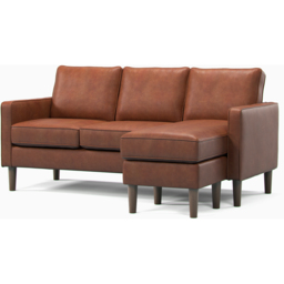 Bexhill 3 Seater Tan Faux Leather Reversible L Shaped Corner Sofa - Brown - Wilko - thumbnail 3